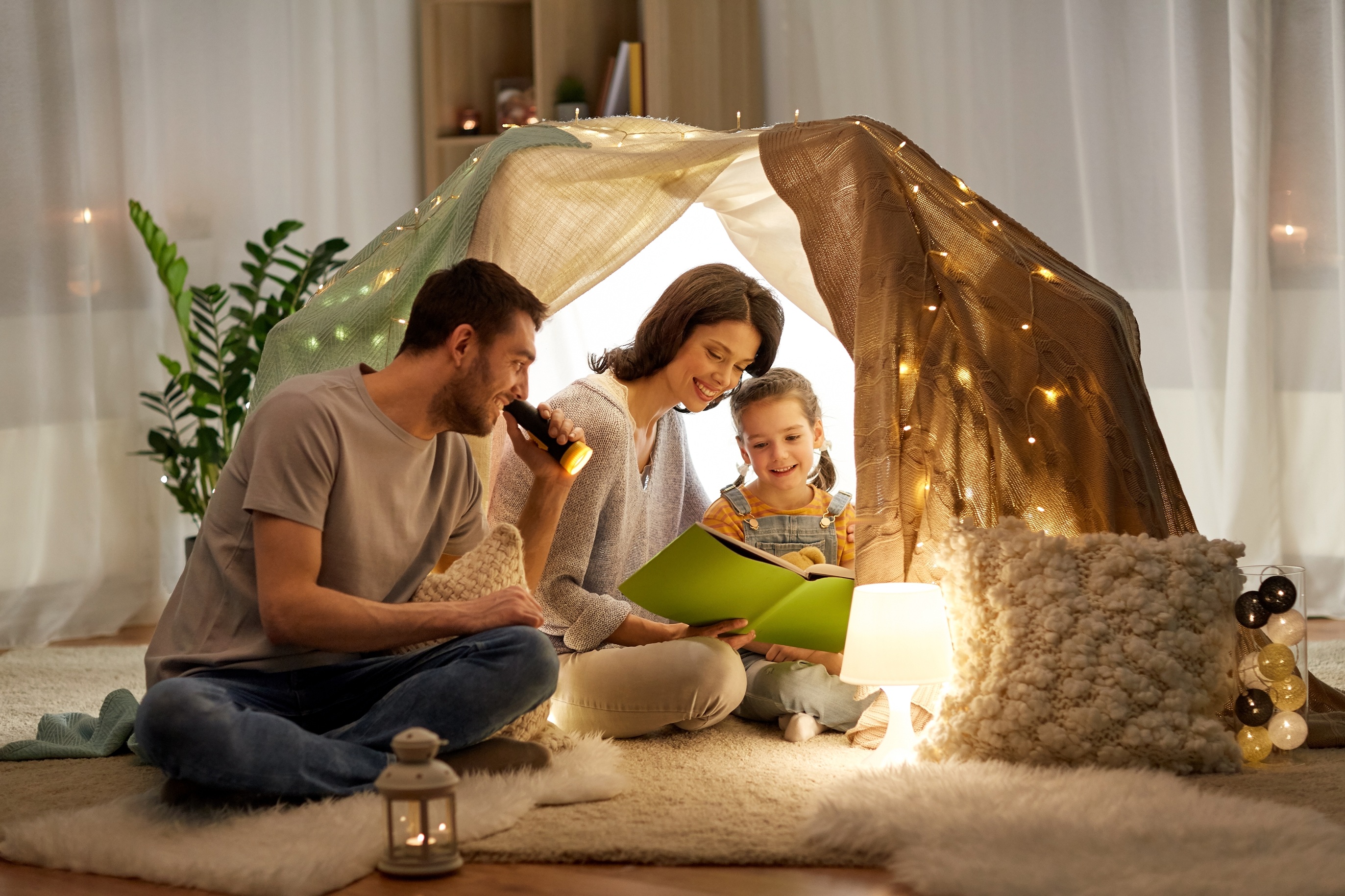 family reading together